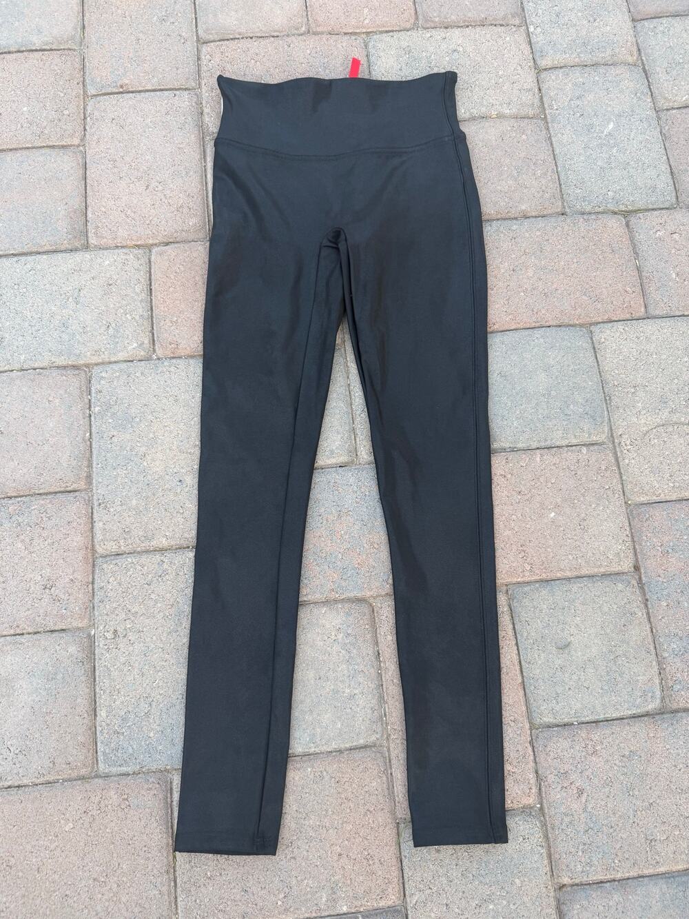 SPANX Faux Leather Leggings 2437Q Black Small Petite SCH/P